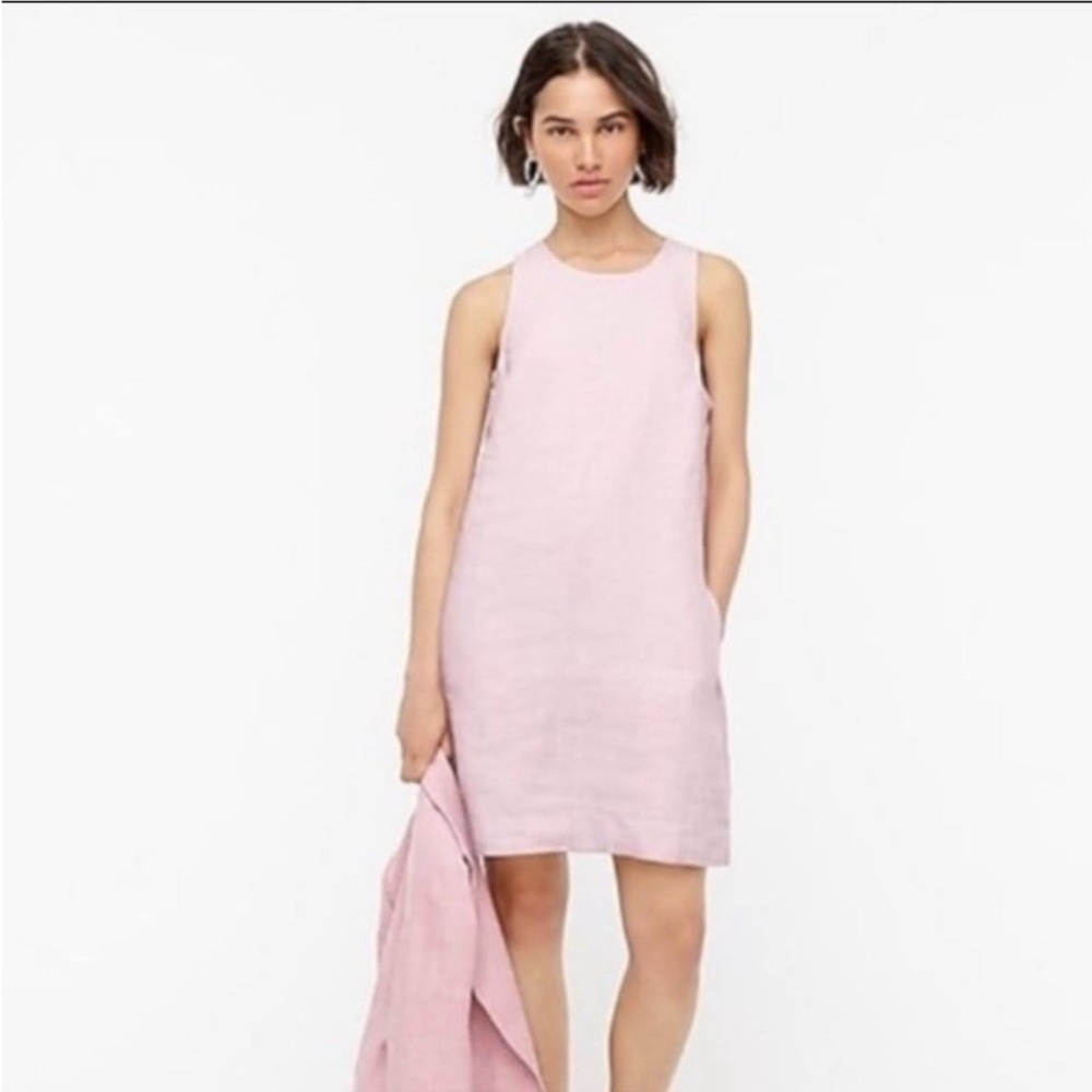 J.Crew 100% Linen Button Back Shift Dress Pink size XSP